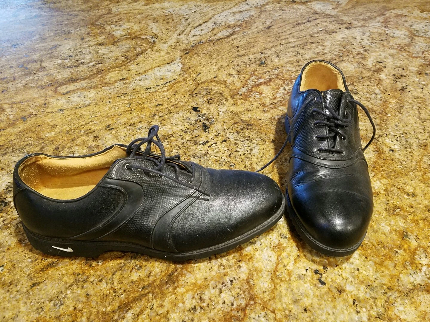 Nike Golf Air Waverly Last Taglia 9 Scarpe da golf Oxford Oxford in pelle nera da uomo