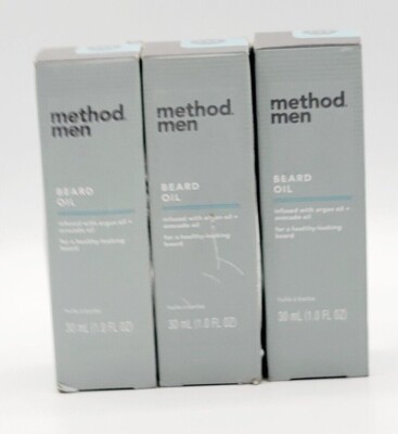 Method Men Beard Oil W/ Argan & Avocado Oil 1oz 30ml (Lot Of 3) NEW!