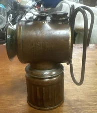 Vintage JUSTRITE Brass Carbide Coal Miner’s Cap Helmet Lamp Light Lantern 1912