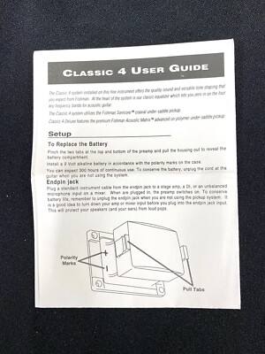 Fishman Acoustic Guitars - Classic 4 User Guide NEW