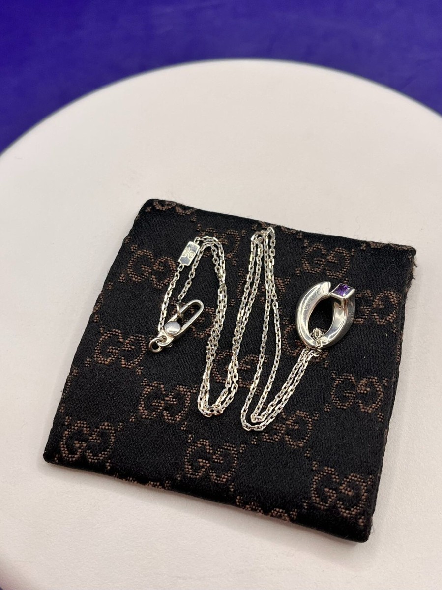 GUCCI Amethyst Twist Pendant 925 Silver Necklace 16.5in | eBay Gucci 925 Amethyst Twist Pendant Necklace main image 0