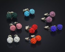 Shamballa 8mm Earrings Micro DiscoBall Crystal Silver Stud 5 pairs for �10