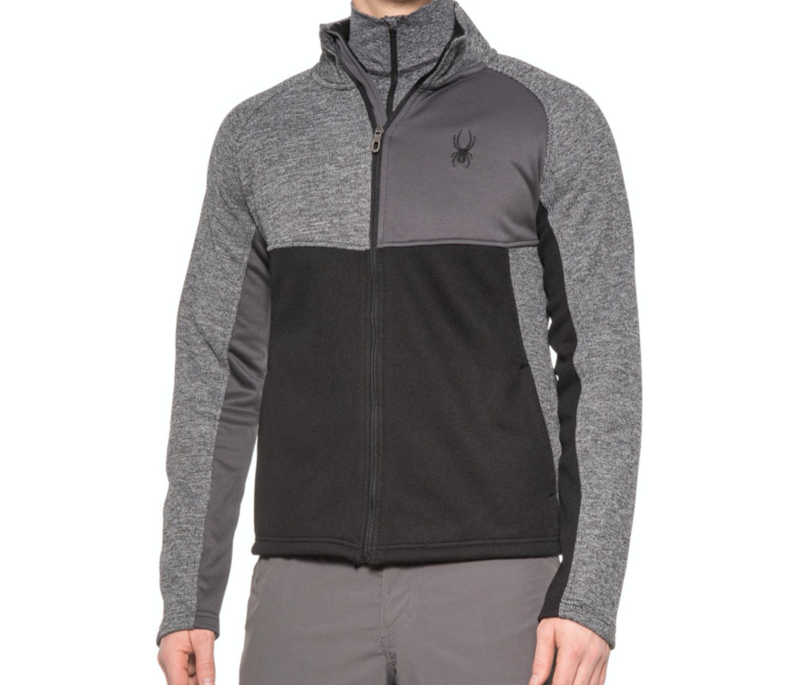 NEW SPYDER FULL ZIP JACKET MENS L BLACK/GRAY POLAR MARBLE JACKET