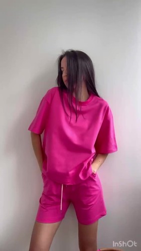 100% Cotton Suit T-shirt and Shorts Women New Summer Yellow Basic Two Piece Sets - Video 1 of 1