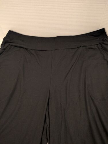 Women's Free Flow Wide Leg Black Knit Pants With Roll Over Waistband Size 3XL - Picture 3 of 10