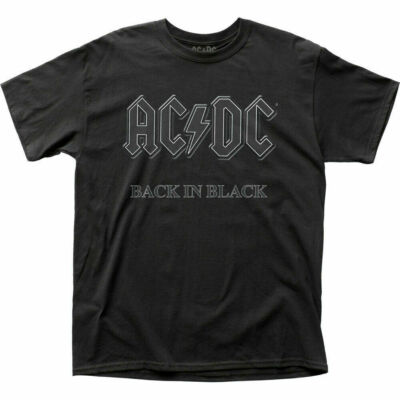 AC/DC Back In Black Logo T Shirt Mens Licensed Rock N Roll Music Band Tee Black