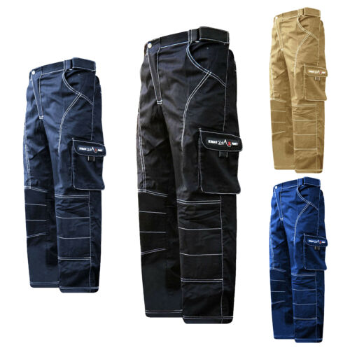 Mens Cargo Trousers Working Pants Combat Pockets Knee Foam Padded Waist 28"- 62" - Afbeelding 1 van 15