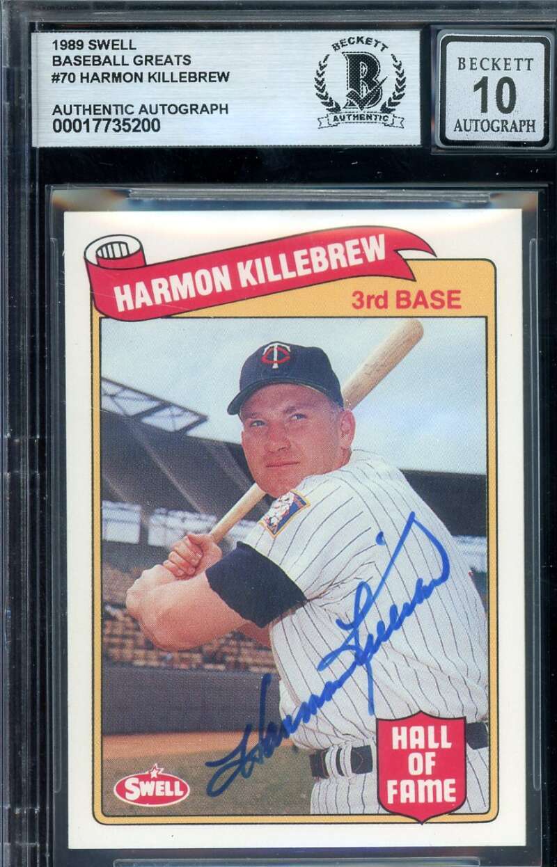 Harmon Killebrew Gem Mint 10 Beckett BAS Signed 1989 Swell Baseball Greats Autog