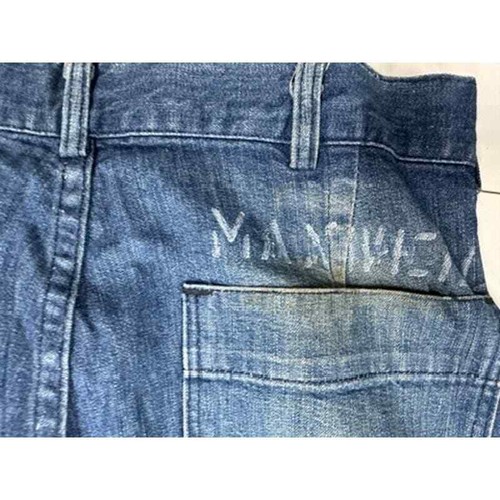 Pantalones de mezclilla peto de la Marina de los Estados Unidos Segunda Guerra Mundial estampados con botones genuinos de colección años 40 28X 27,5 - Imagen 7 de 7