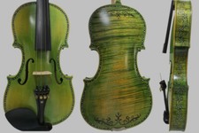 Stradivari SONG master Green Violin 4/4, flames back,inlayshel and drawing 14245