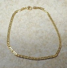 9" Mariner Anklet Bracelet 18K Gold Plated 3mm width