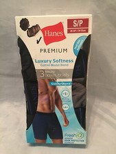 Open Box 3 Men  s Hanes Premium Cool Soft Tagless Regular Leg Boxer Briefs Size S