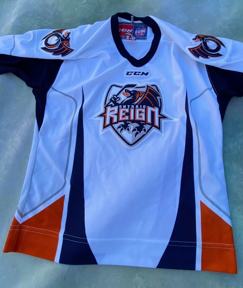 Camiseta de hóquei vintage CCM ECHL Ontario Reign tamanho juvenil G/XL. - Imagem 2 de 4