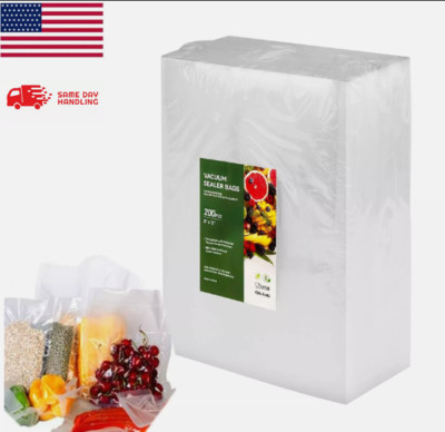 Vacuum Food Sealer Bags 200 Quart Size 8'' x 12'' Vacuum Sealer PreCut Bag