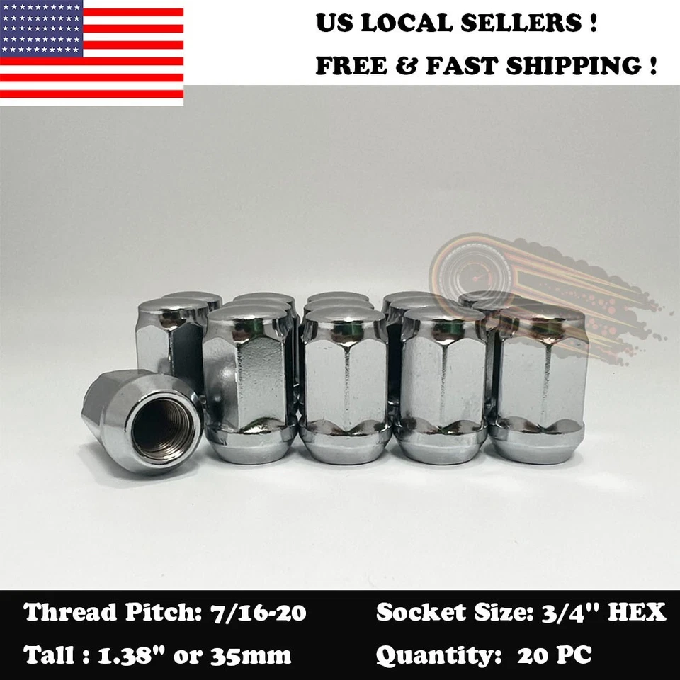 Tuercas Pontiac 20 piezas abultadas bellota 7/16 para Firebird Tempest GTO tuerca de rueda cromada Foto 2 de 4