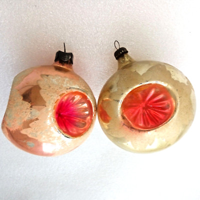 Lot De Décorations De Noël Vintage – Boules Et Cloches En Soie Et Verre