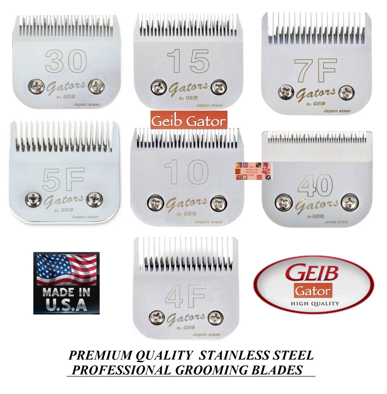 GEIB PREMIUM STAINLESS STEEL Pet BLADE*Fit Oster A5 A6,Andis AGC SMC BDC Clipper
