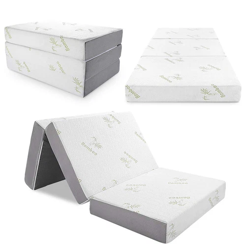 6" Tri-Fold Matress Folding Mattress Memory Foam Plush Firmness Removable Cover