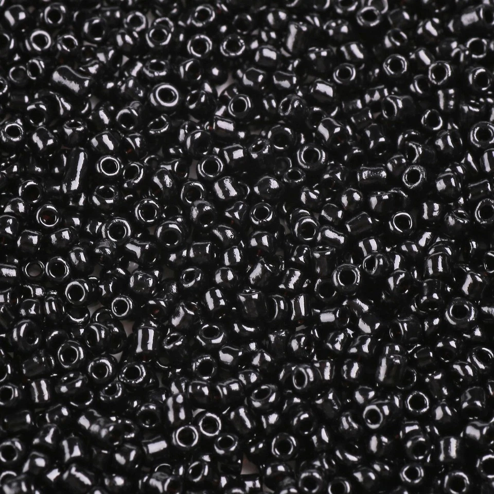 Round Seed Beads Glass - Opaque Black 2mm Size 11/0 - 50g/3200pcs Small Fillers - Image 3 of 4