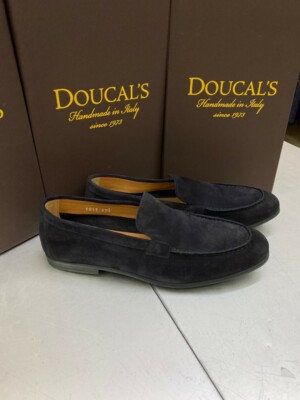 Doucal's Blue Suede Loafers 1911 With Super Flexi Leather Sole And Soft