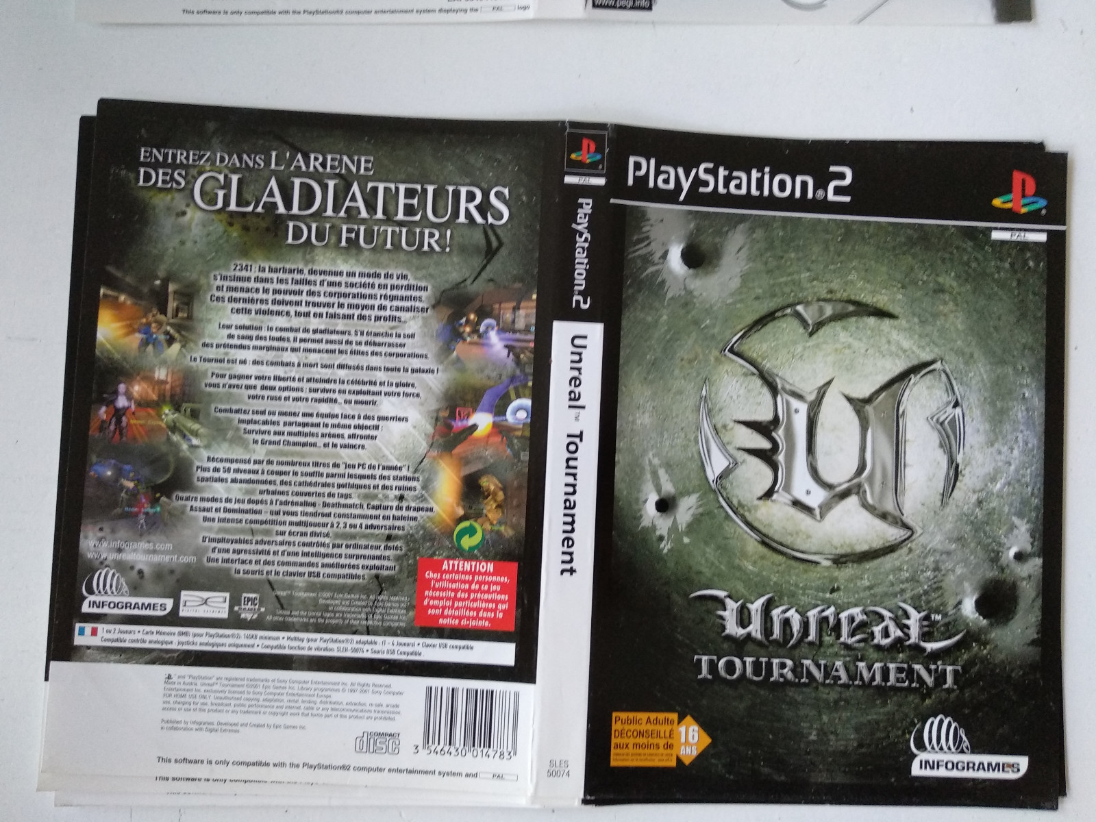 Jaquette/Front-Back cover Unreal tournament Sony Playstation PS2 FR