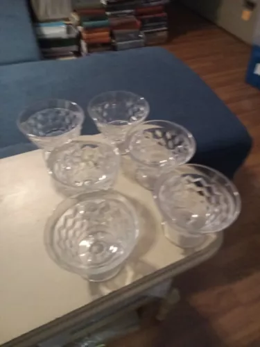 6 Vintage Fostoria American Footed Sherbet Ice Cream Clear Dessert Dishes