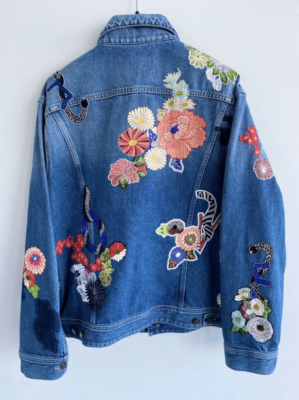 hedi slimane SAINT LAURENT embroidered love denim jacket blue size