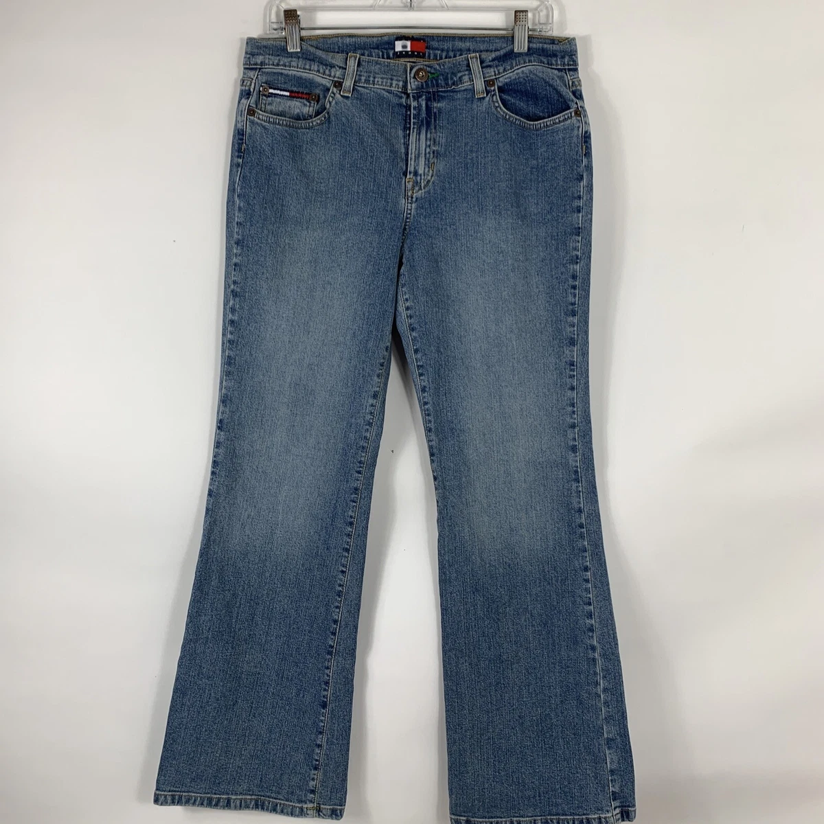 Tommy Hilfiger Jeans Womens Flared Mid Rise Med Wash Stretch | eBay