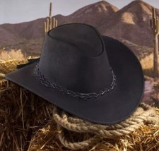 Genuine Calf Suede Leather Western Cowboy Hat for Mens and Women