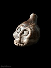 Death Whistle, Loud, Bone, Half Skull, Real, Aztec, Original, Hand Crafted.