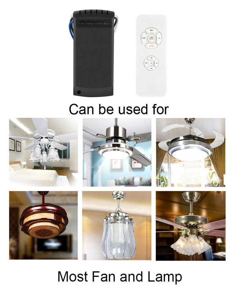 Universal Ceiling Fan Lamp Light Remote Control Receiver Kit Timing Wireless 15M - Image 3 of 4