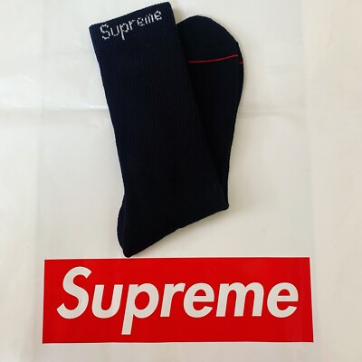 ONE PAIR) 100% Authentic Supreme x Hanes Crew Socks Red Purple