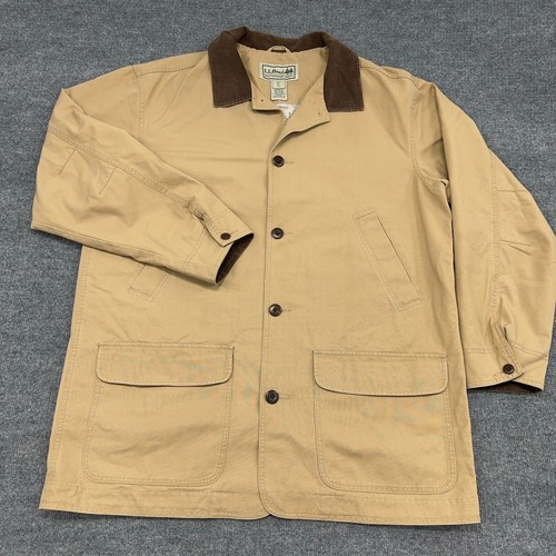 Vintage LL Bean Chore Jacket Men XL Tall Khaki Tan Field Barn Coat Flannel Lined - Picture 2 of 10