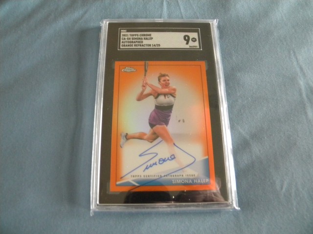 2021 Topps Chrome Simona Halep Orange Rookie Refractor Autograph! #14/25 SGC 9