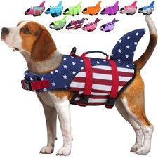 Shark Life Jackets for Dogs, Adjustable Ripstop Dog Life Vest for Water Safet...