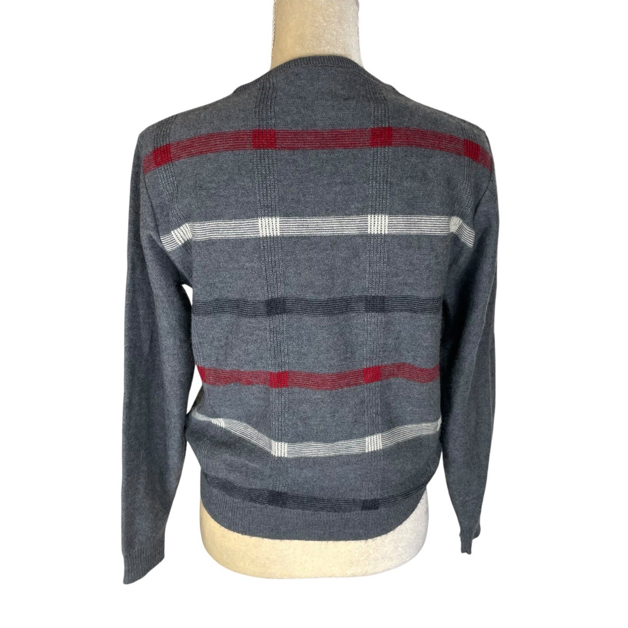 Pendleton Gray Virgin Wool Crew Neck Sweater Red … - image 3