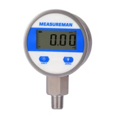 2-1/2" Dial, Digital Industrial Pressure Gauge with 1/4" NPT Lower Mount, Stainl