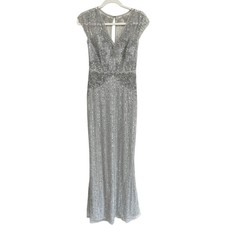 BHLDN Beaded Sequin Formal Gown Dress 0 Green Gray Embellished Event Party NWT