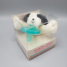 Wubbanub Infant Pacifier Silicone Black White Puppy Dog Plush BPA/Latex-Free USA