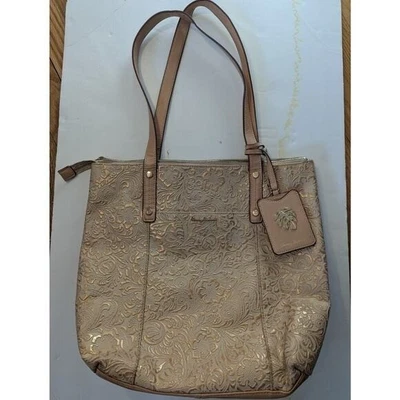 Tommy Bahama Tote‎ Bag Embossed Floral Design Shopper Purse Handbag Tommy Bahama Floral Leather Exterior Bags & Handbags for  main image 3