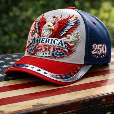 250th Anniversary Patriotic Baseball Cap, Red Eagle American Themed Unisex Hat,