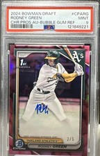 2024 Bowman Chrome Prospect 1st RODNEY GREEN Bubble Gum Refractor Auto #2/5 A’s
