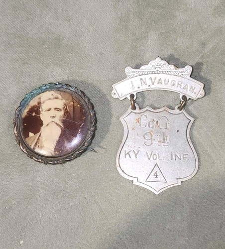 Civil War Ladder Badge & PinBack Photo Co. G 9th KY Volunteer Infantry Medal