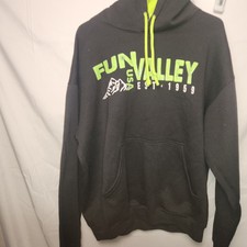 Tipsy Fun Valley Black Long Sleeve Hoodie Pullover Made in USA Mens XL