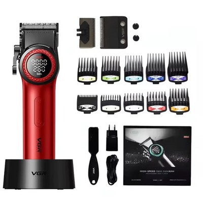 VGR V-001 Pro Cordless Hair Clippers for Men   Professional Barber Tool - Red