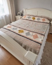 XL 100 Wool Blanket 75x87 Handmade Boho Farmhouse Bed Throw Ukrainian