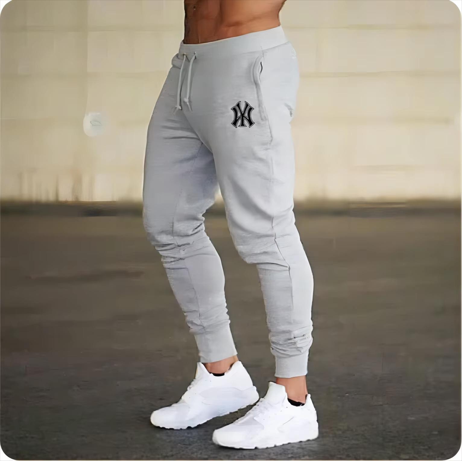 Joggers Sweatpants Men's Casual Slim-fit Fleece Pants Pockets Tapered Fit Gym-image