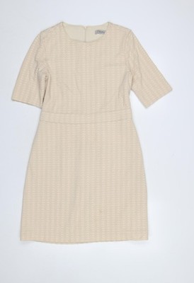 Marella Damen Beige Hahnentritt Baumwollmischung Knielang Etuikleid Gr. 12