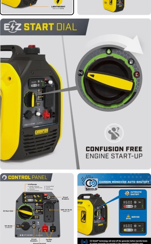 Champion Power Equipment 2500-Watt Ultralight Portable Inverter Generator - Image 2 of 3