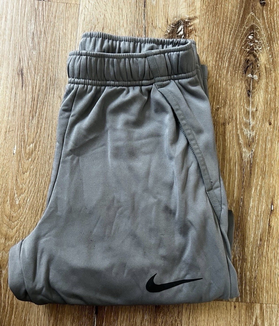 Nike Dri-FIT Men’s Gray Track Pants Size S Polyester Drawstring Pockets
